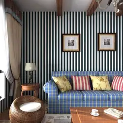 Striped bedroom interior