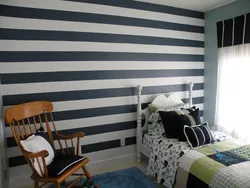 Striped bedroom interior