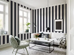 Striped bedroom interior