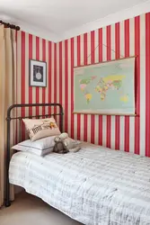 Striped bedroom interior