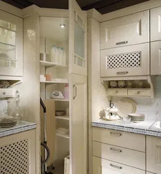 Corner cabinet in the kitchen interior photo