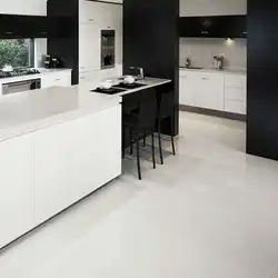 Kitchen design with white floors and walls