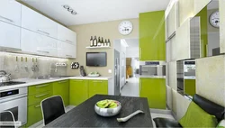 Kitchen in green and white colors photo