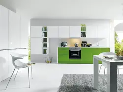 Kitchen in green and white colors photo