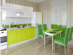 Kitchen in green and white colors photo