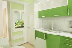 Kitchen in green and white colors photo