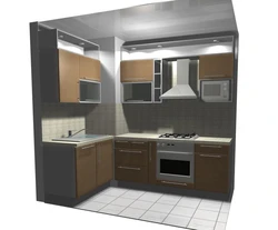 Дизайн угловой кухни с коробом в углу