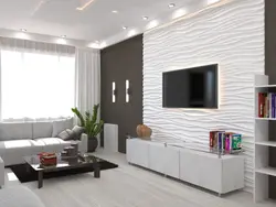 Living Room Design With White Wallpaper Photo