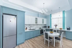 Gray-Blue Wall Color In The Kitchen Interior