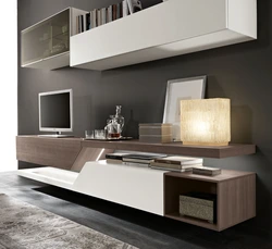 Nightstands in the living room in a modern style, long photo design