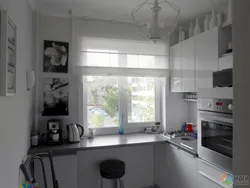 Kitchen design with refrigerator by the window