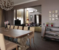 Living Room Design With Sofa And Dining Table Photo