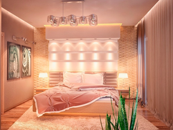 Bedroom design in peach tones