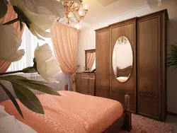 Bedroom design in peach tones