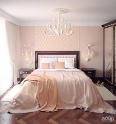 Peach color bedroom interior photo