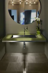 Ванна бөлмесінің дизайны кіріктірілген раковина