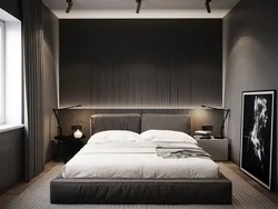 Black Bed In The Bedroom Interior Photo
