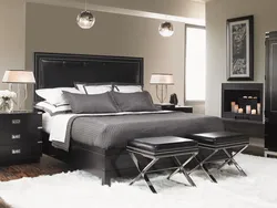 Черная кровать в интерьере спальни фото