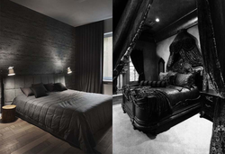 Black Bed In The Bedroom Interior Photo