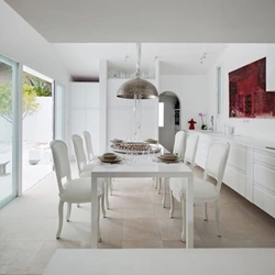 Kitchen Interior With White Wallpaper