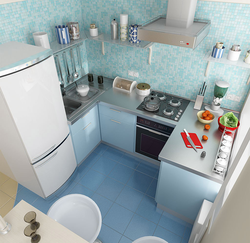 Kitchen in Brezhnevka 6 sq m design with refrigerator