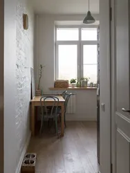 Kitchen without a door to the corridor design photo in the apartment