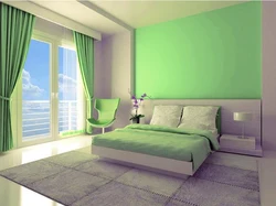 Color combination with green in the bedroom interior