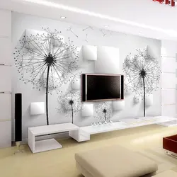 3D photo wallpaper on the wall in the living room photo