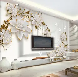 3D photo wallpaper on the wall in the living room photo