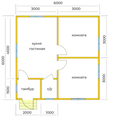 Планировка дома 6х6 с санузлом фото