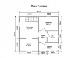 6х6 үй макетін ванна бөлмесінің фотосуретімен