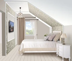 Bedroom design in light colors attic