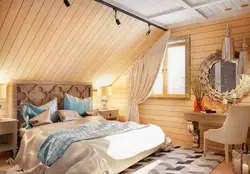 Дизайн Спальни Деревянного Дома Фото Мансарда