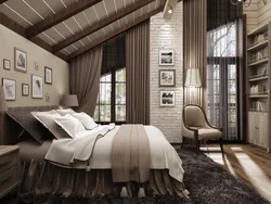 Дизайн спальни деревянного дома фото мансарда