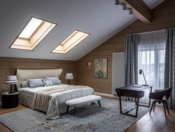 Bedroom design of a wooden house photo attic