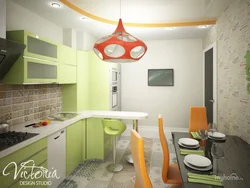 Orange green kitchen design