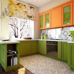 Дизайн Оранжево Зеленой Кухни