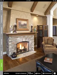 Photo of living rooms with a fireplace in a country house