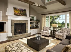 Photo Of Living Rooms With A Fireplace In A Country House