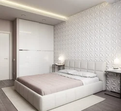 White wardrobe in bedroom interior