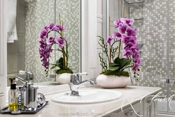 Flowers in the bathroom interior
