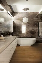 Porcelain tiles for floors and walls in the bathroom photo