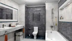 Porcelain tiles for floors and walls in the bathroom photo