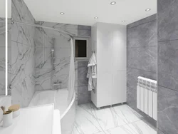 Porcelain tiles for floors and walls in the bathroom photo