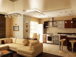 Design photo how to combine a living room with a kitchen