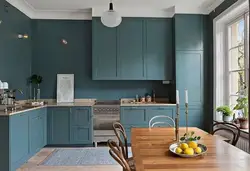 Gray-green kitchen photo in the interior