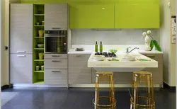 Gray-green kitchen photo in the interior