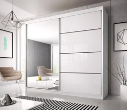 Дизайн спальни с белым шкафом купе