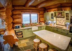 Кухня для дома из бревна фото