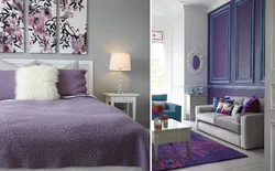 Combination of lavender color in the bedroom interior